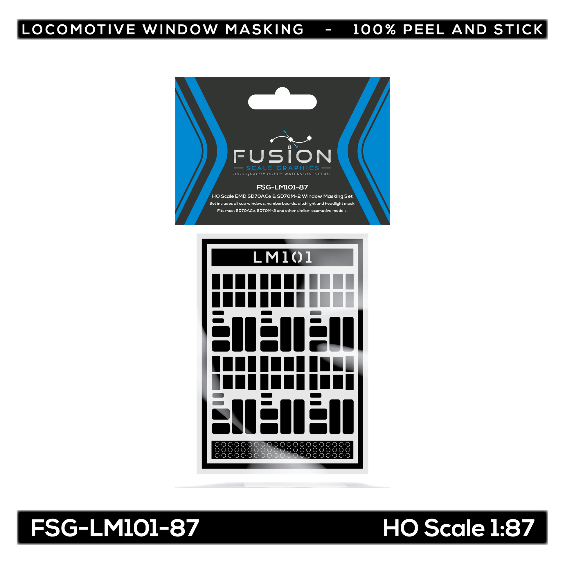 Fusion Scale Graphics FSG120101 HO EMD SD70ACe & SD70M-2 Loco Window Masking Set