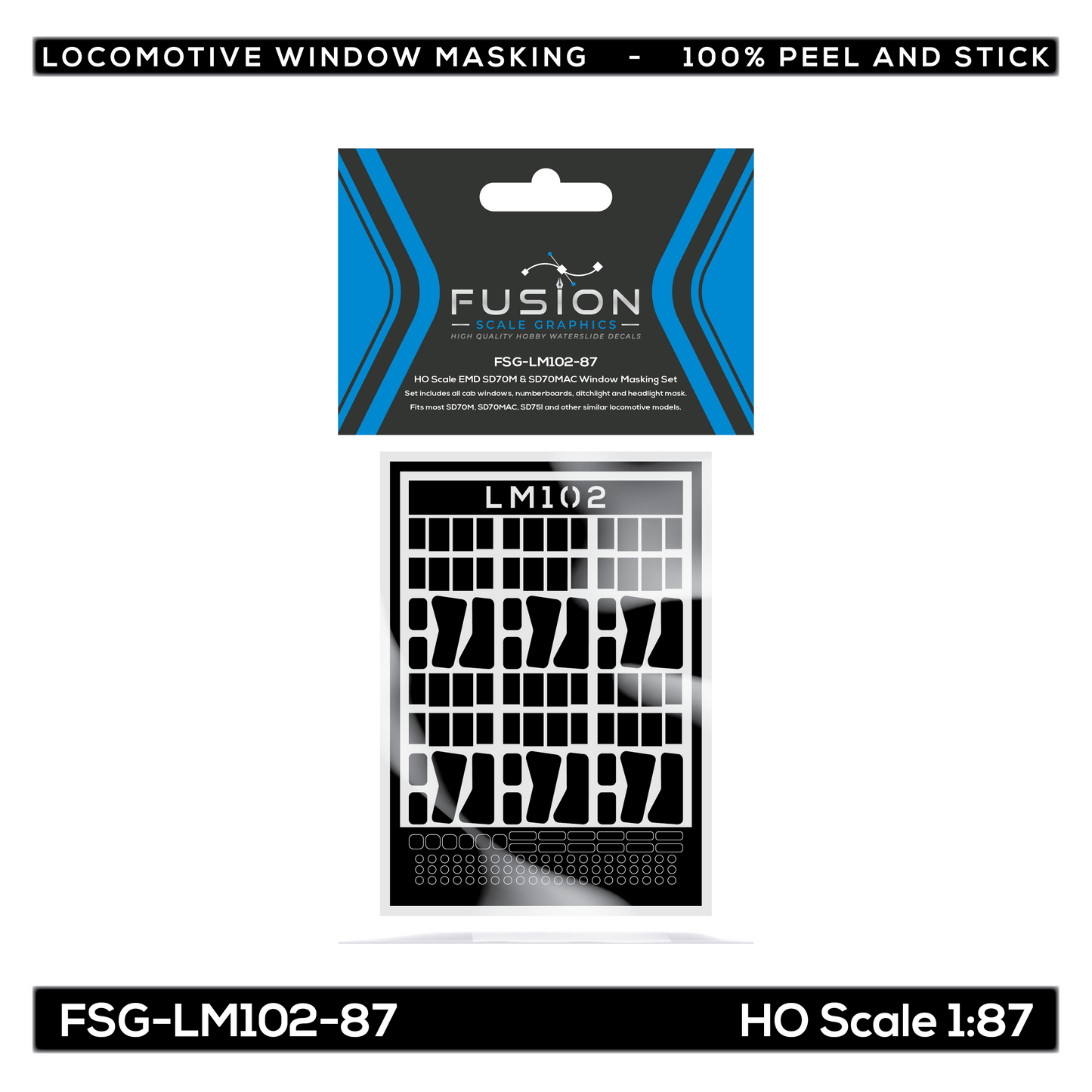 Fusion Scale Graphics FSG120102 HO EMD SD70M & SD70MAC Loco Window Masking Set