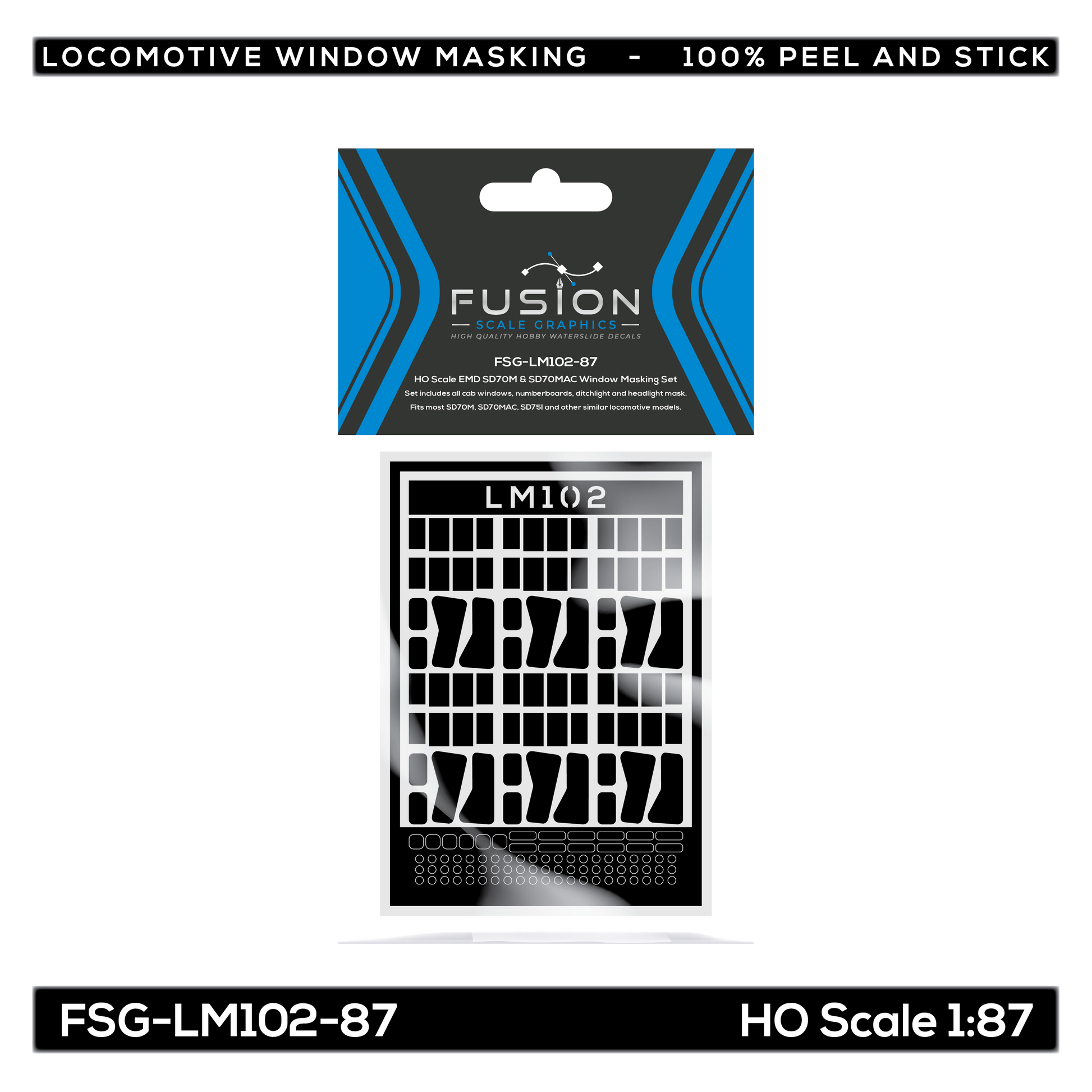 Fusion Scale Graphics FSG120102 HO EMD SD70M & SD70MAC Loco Window Masking Set