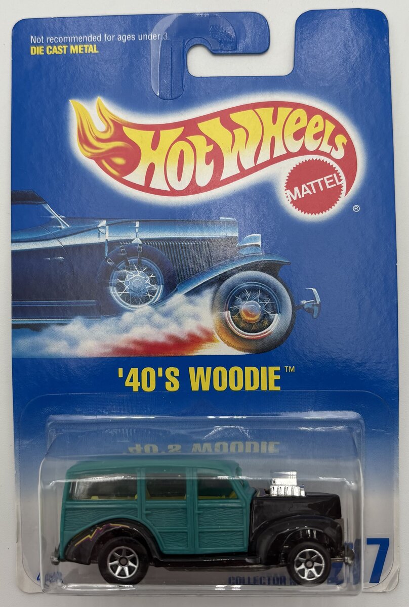 Hot Wheels 4316 1:64 Blue & Black '40's Woodie Die Cast Metal Collector No. 217