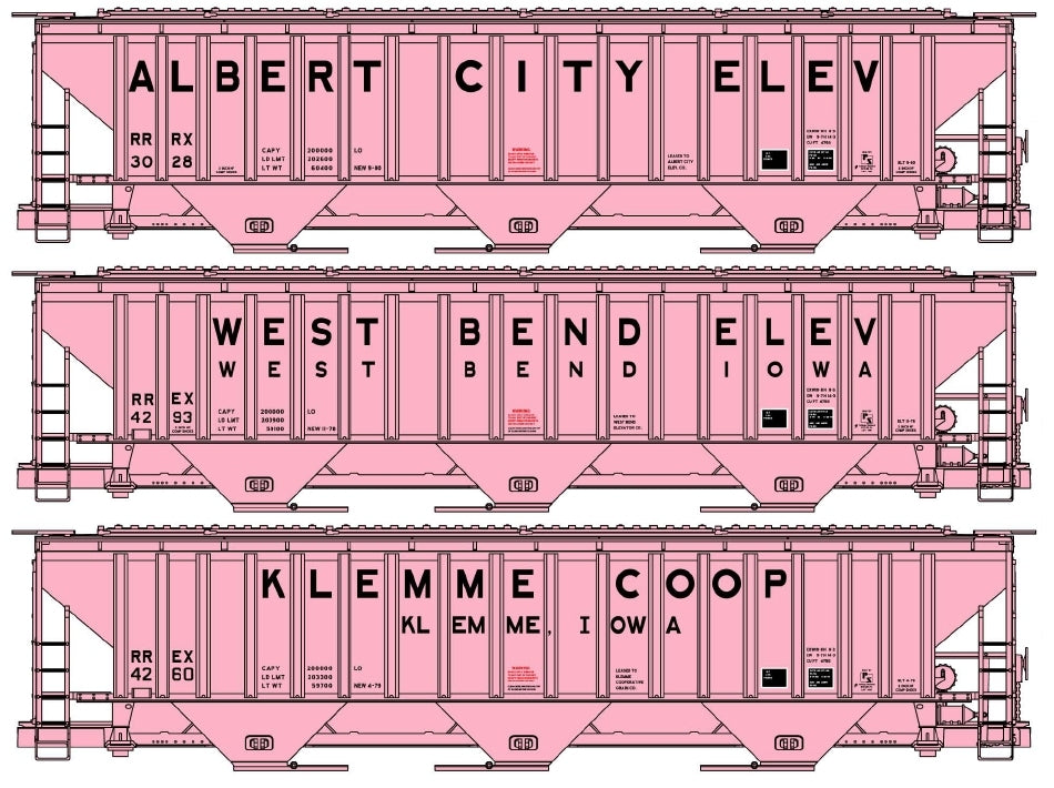 Accurail 8182 HO Private Owner Pink PS Covered Hopper Kit (Set of 3)