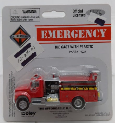Boley 4024-11 HO Dept 1-87 Red International Fire Pumper Engine Hose Ladder
