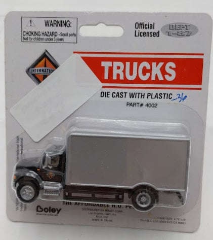 Boley 4002 HO Dept 1-87 Black/Silver International 2-Axle Box Truck Di ...