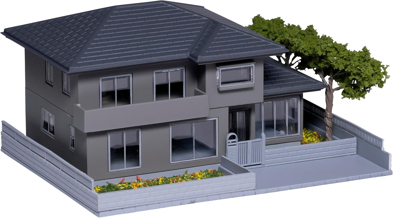 Kato 23-403D N Assembled Charcoal Gray House with Garden 1