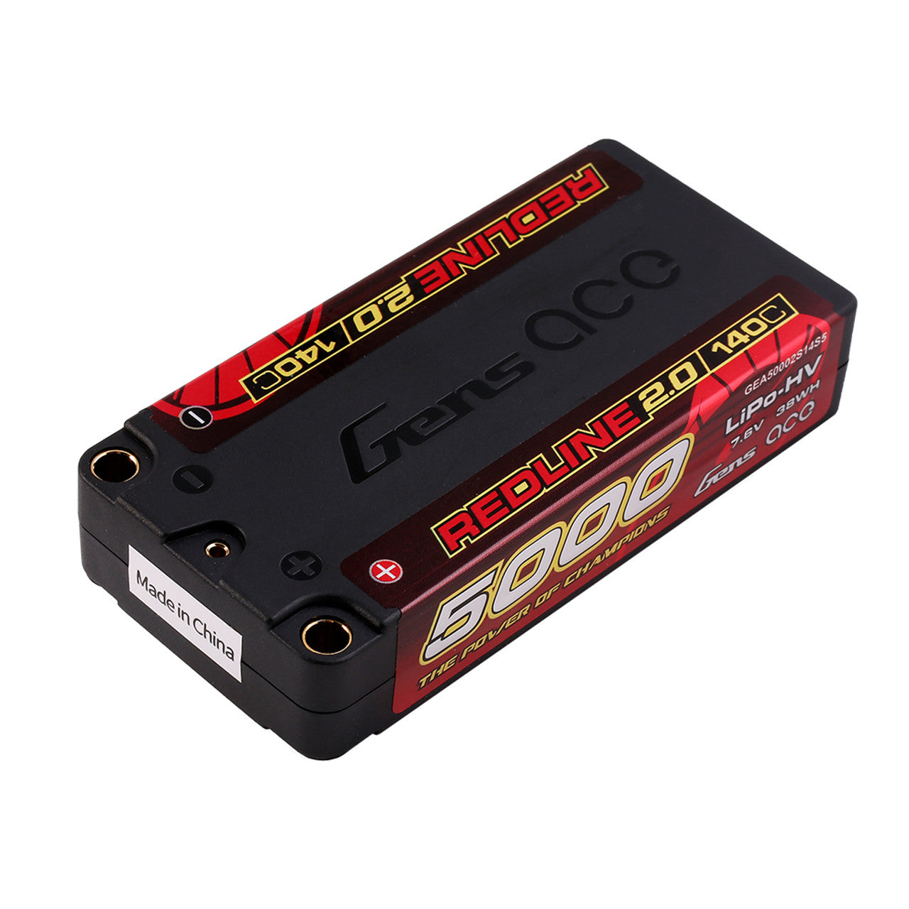 Gens Ace GEA50002S14S5 5000mAh 2S 7.6V 140C HardCase HV Redline 2.0 Lipo Battery
