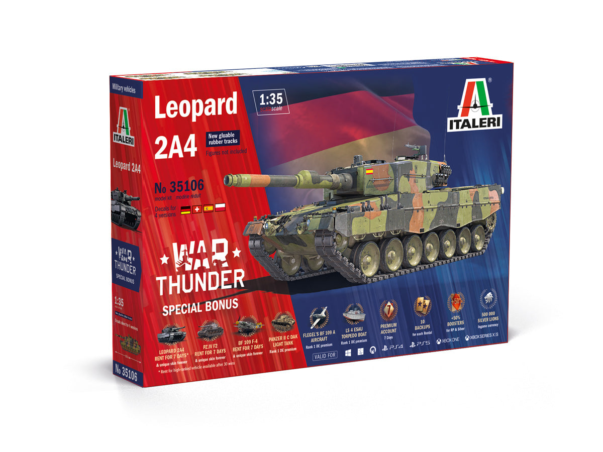 Italeri 35106 1:48 War Thunder Series Leopard 2 A4 Tank Plastic Model Kit
