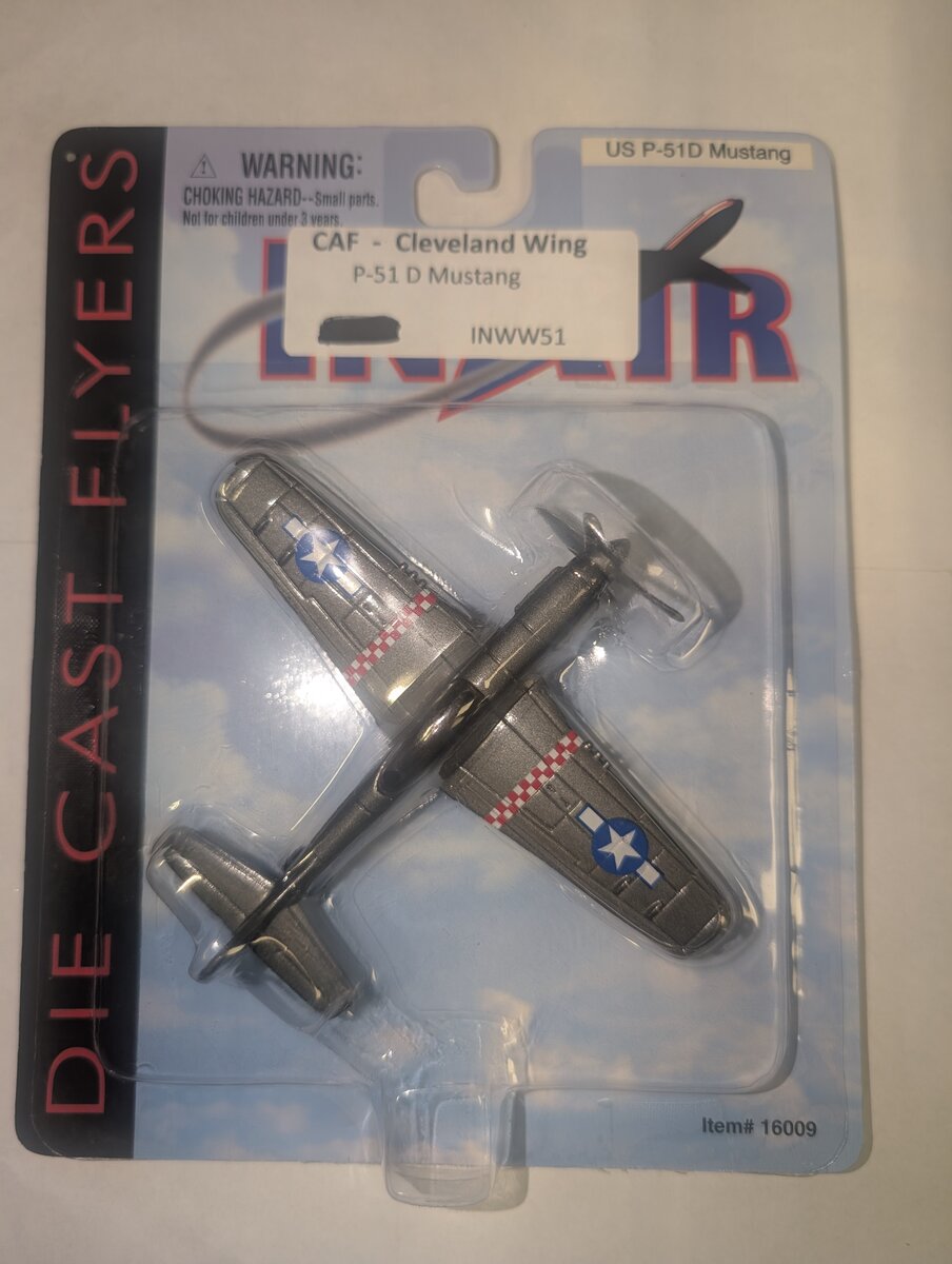 Wow Toyz 16009 1:64 Diecast In Air Cleveland Wing P-51 D Mustang Air Craft