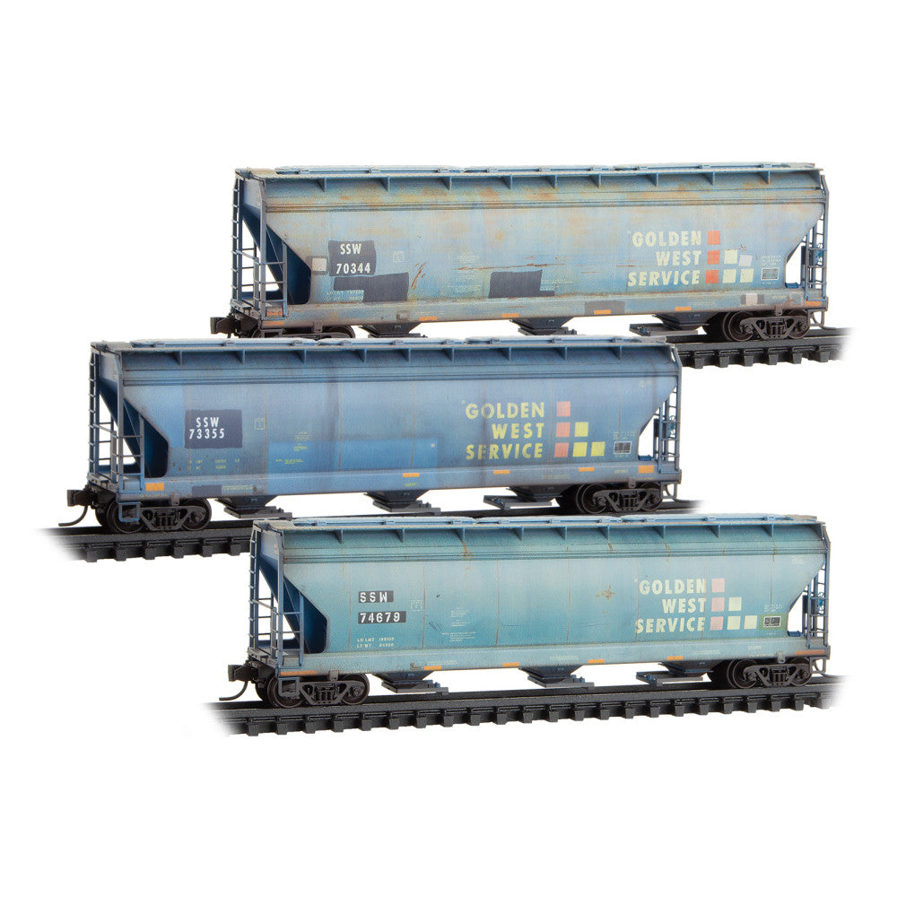 Micro-Trains 98305092 N SSW ex-GWS Weathered Covered Hopper (Pack of 3)