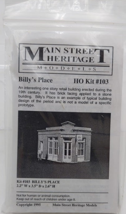 Main Street Heritage 103 HO Scale Main Street Heritage Billy's Place Kit