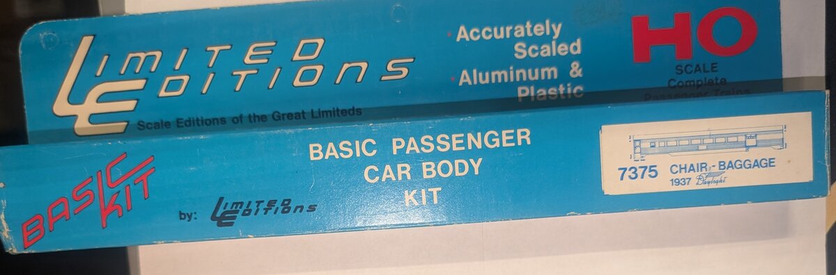Limited Editions 7375 HO Basic Passenger Car Body Kit Chair Baggage '37 Daylight