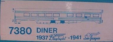 Limited Editions 7380 HO Basic Passenger Car Body Kit Diner '37 Daylight