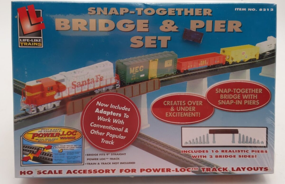 Life Like 8212 HO Scale Bridge & Pier Set Snap-Together