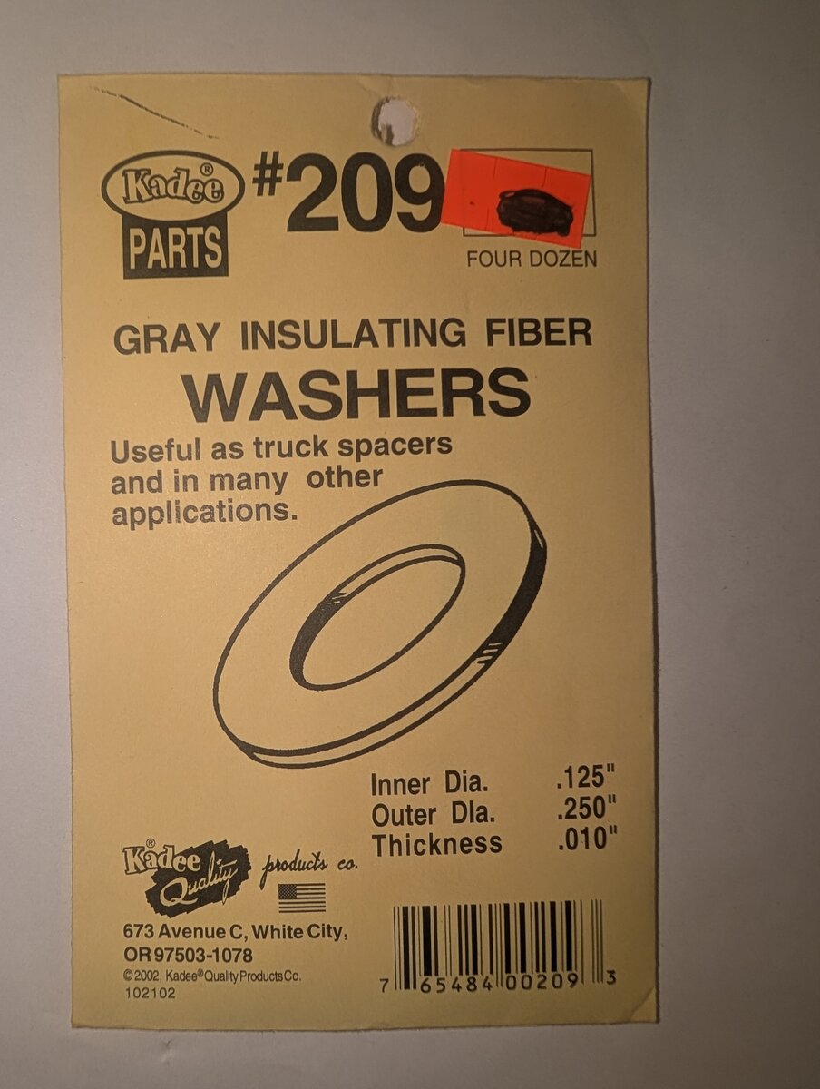 Kadee 209 Gray Insulating Fiber Washers (Four Dozen)