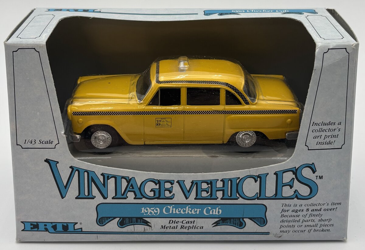 Ertl 2587 1:43 Scale Diecast Vintage Vehicles Yellow 1959 Checker Cab (No Logo)