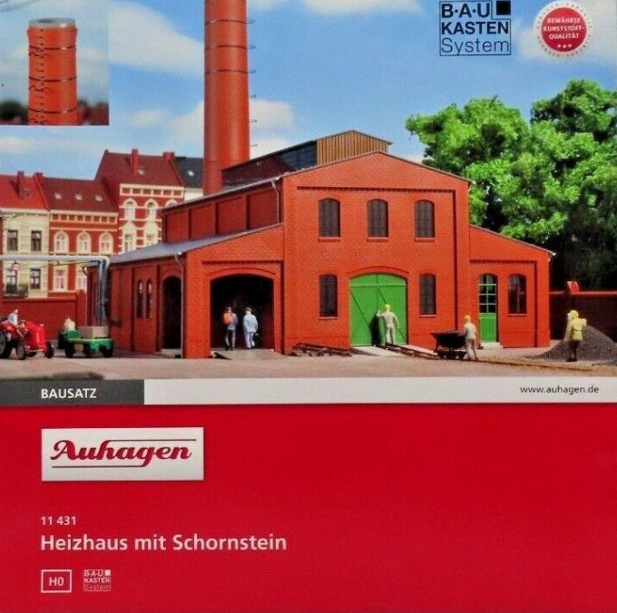 Auhagen 11431 HO Scale Boiler House with Smokestack Building Kit