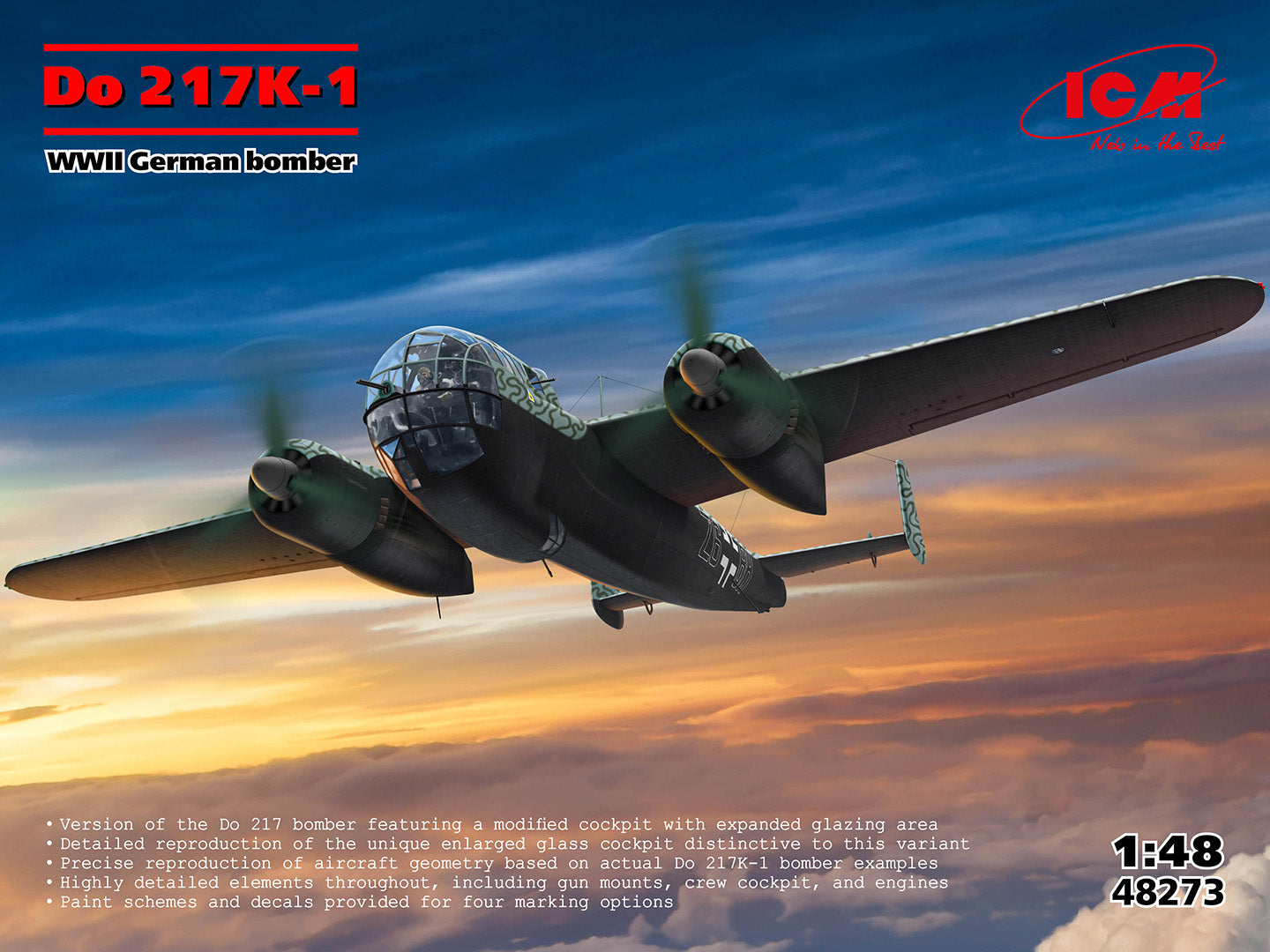 ICM 48273 1:48 Do 217K-1 WWII German Bomber Aircraft Plastic Model Kit