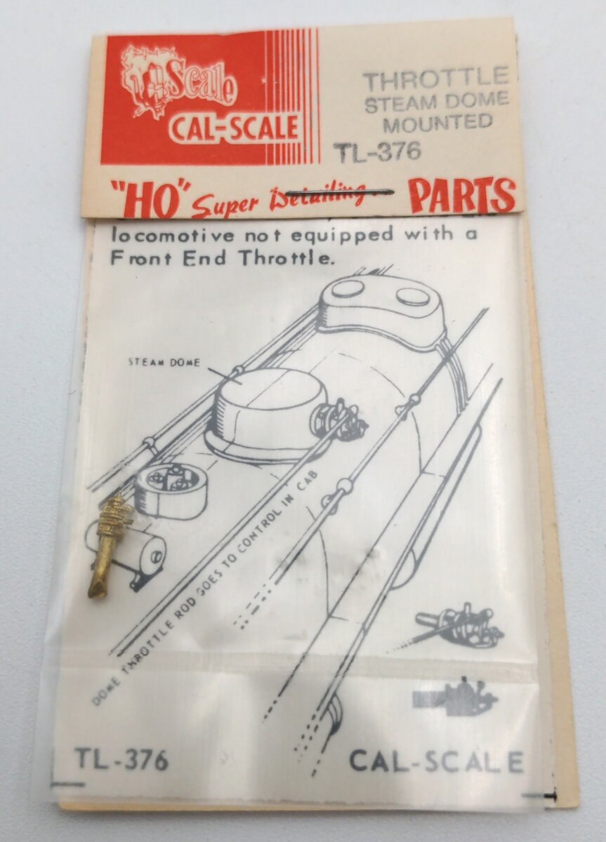 Cal Scale 376 HO Brass Throttle Steam Dome Mounted Brass Castings