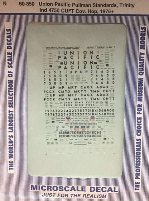 Microscale 60-850 N Union Pacific Pullman Standards Trinity Decal Sheet