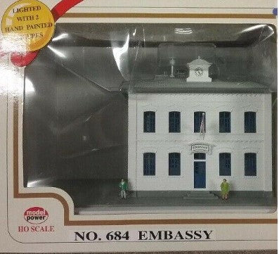 Model Power 684 HO Scale Embassy Building w/2 Figures