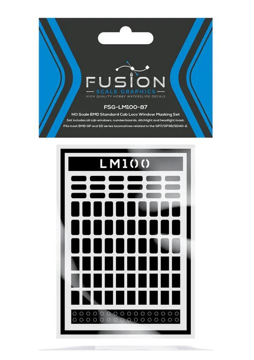 Fusion Scale Graphics 120100 HO EMD Standard Cab Locomotive Window Masking Set