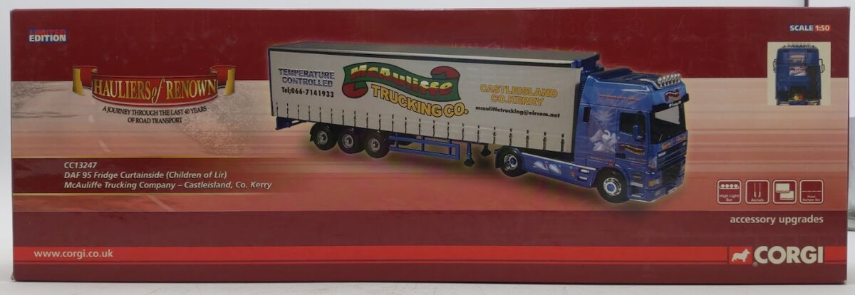 Corgi CC13247 1:50 DAF 95 Fridge Curtainside (Children of Lir) McAuliffe Truckin