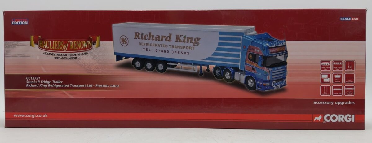 Corgi CC13731 1/50 Scania R Fridge Trailer Richard King Refrigerated Transport