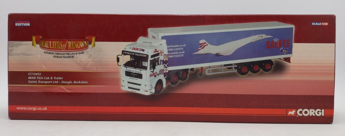 Corgi CC131433 1:50 MAN TGA Cab & Trailer Saints Transport Ltd Slough, Berkshire