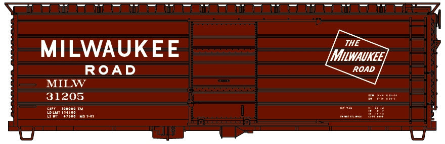 Accurail 39931 HO Milwaukee Road 40' Single Door Rib Side Steel Boxcar
