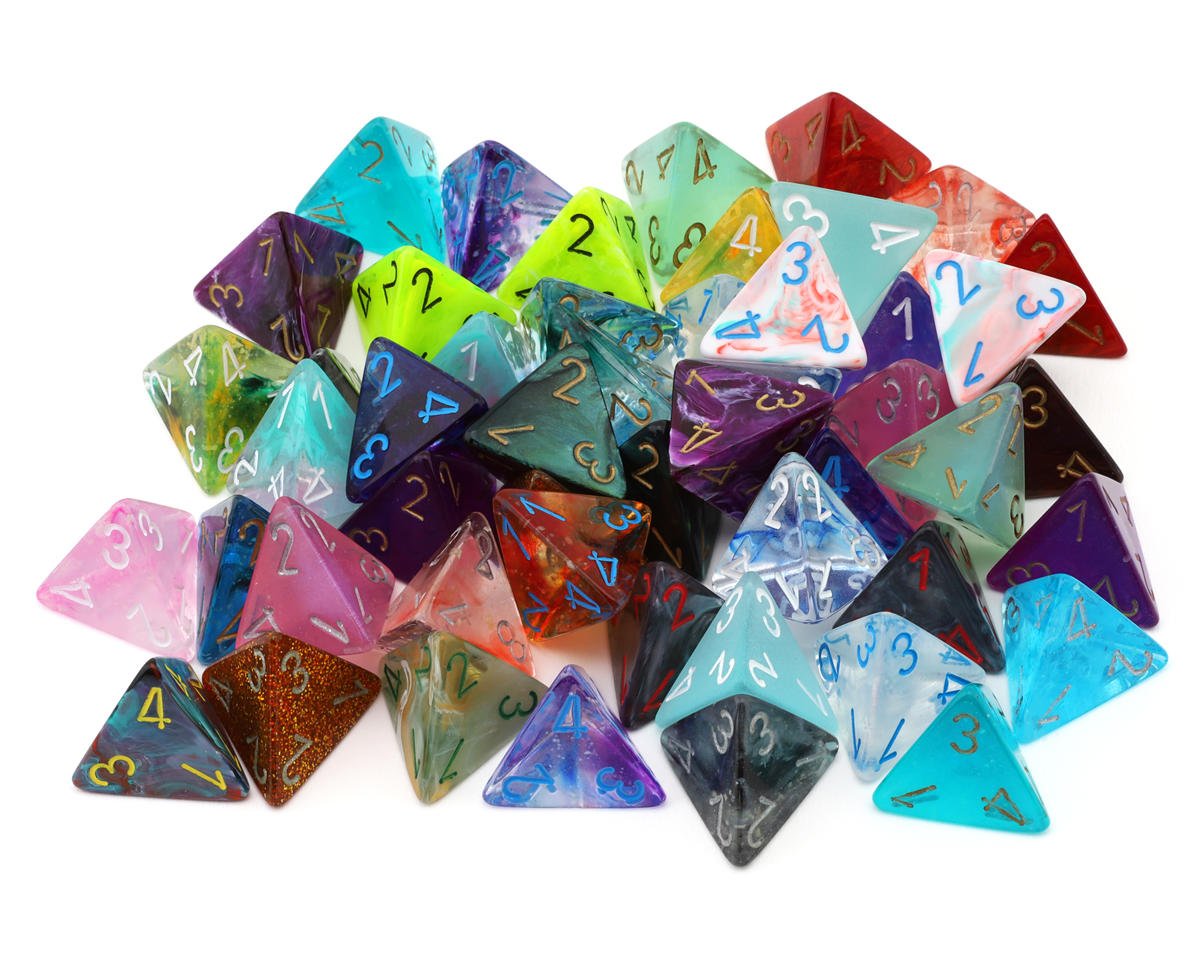 Chessex 29204 Assorted Loose Signature Polyhedral D4 Dice (Set of 50)