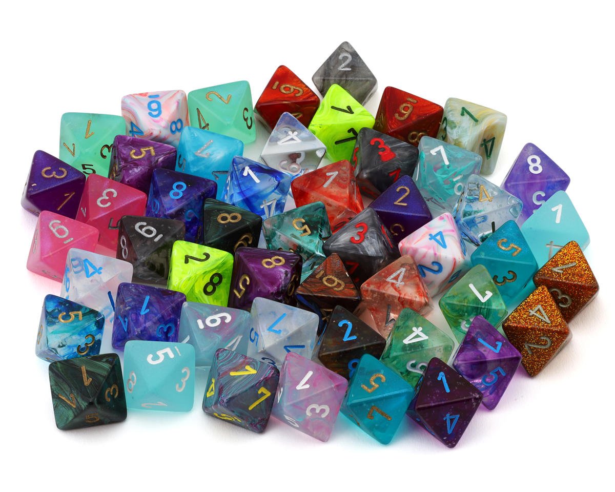 Chessex 29208 Assorted Loose Signature Polyhedral D8 Dice (Set of 50)
