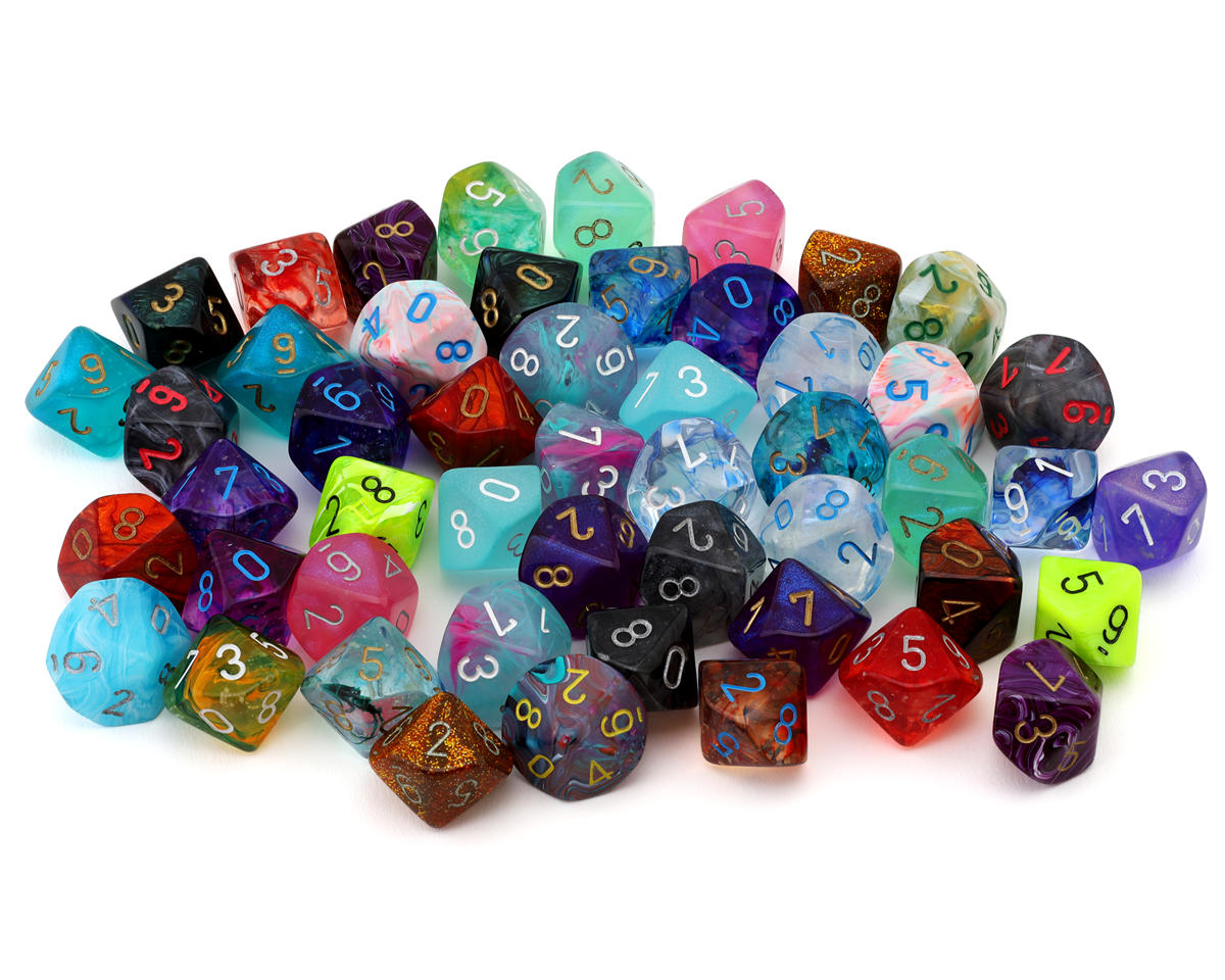 Chessex 29210 Assorted Loose Signature Polyhedral D10 Dice (Set of 50)