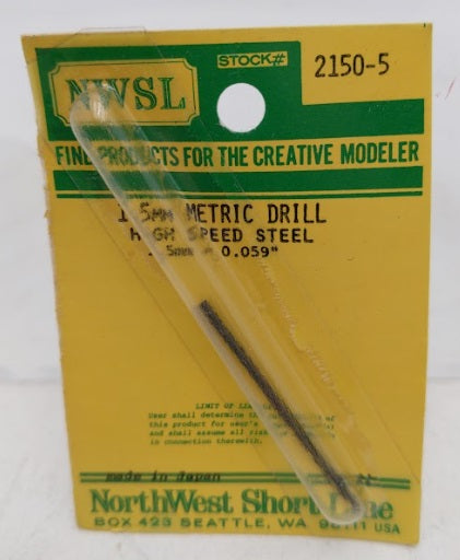 NWSL 2150-5 1.5 mm. Metric Drill  High Speed Steel