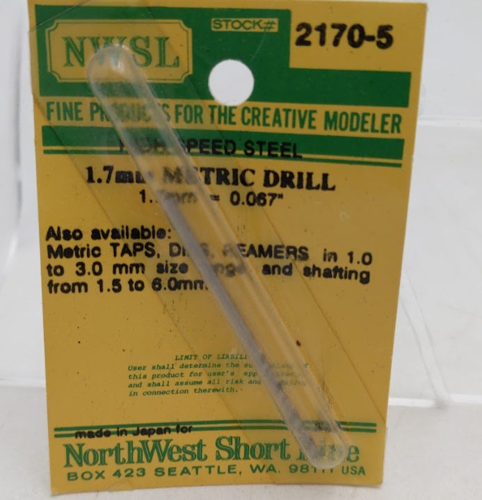 NWSL 2170-5 1.7 mm. Metric Drill  High Speed Steel