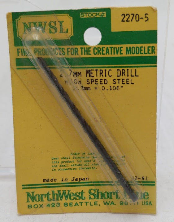 NWSL 2270-5 2.7 mm. Metric Drill  High Speed Steel