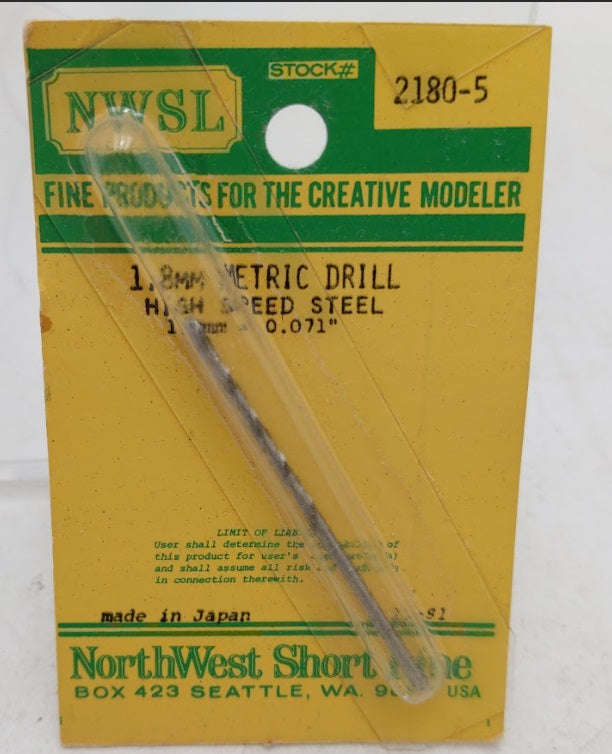 NWSL 2180-5 1.8 mm. Metric Drill  High Speed Steel