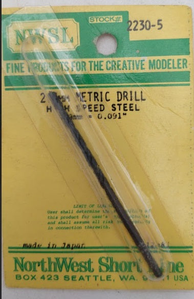 NWSL 2230-5 2.3 mm. Metric Drill  High Speed Steel
