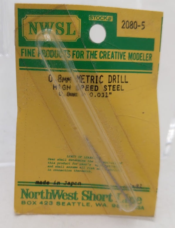 NWSL 2080-5 0.8 mm. Metric Drill  High Speed Steel