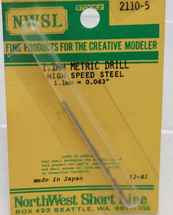 NWSL 2110-5 1.1 mm. Metric Drill  High Speed Steel