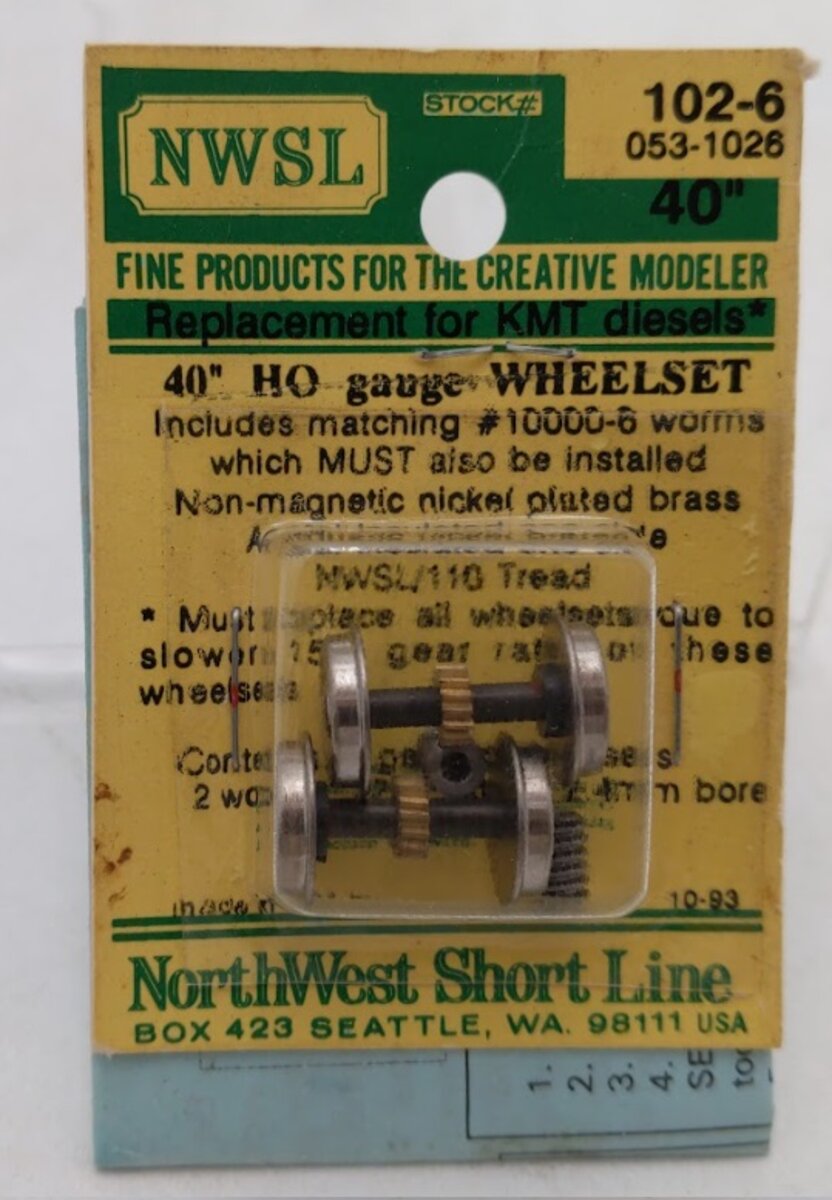 NWSL 102-6 HO Gauge 40" Wheel Set