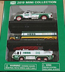 Hess 2019 Die Cast Mini Collection Race Car Truck, Box Trailer & Emergency Truck