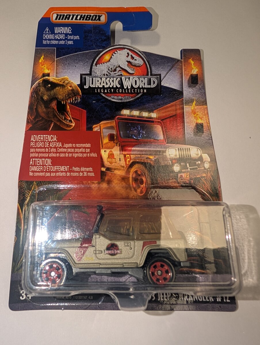 Matchbox FMW98 1:64 Die Cast MBX Jurassic World '93 Jeep Wrangler #12