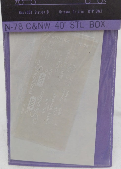 CDS Lettering N-78 C & N W 40' Stl Box Decal