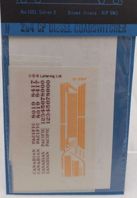 CDS Lettering 264 N Scale  CP Diesel Roadswitcher Decals