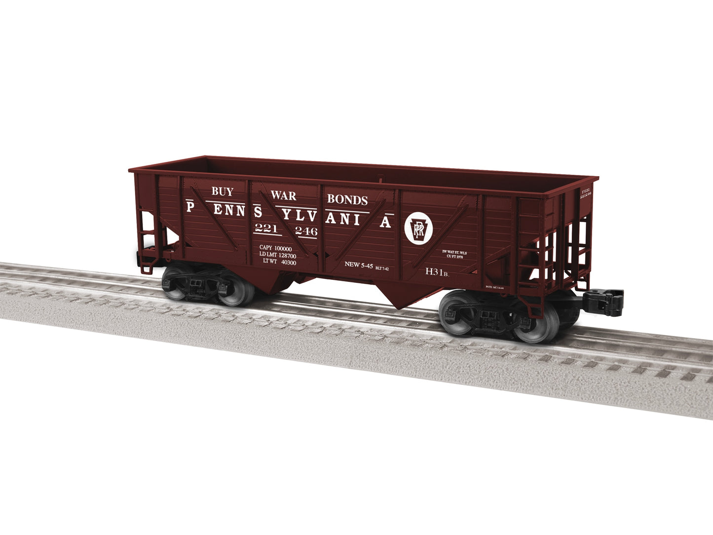 Lionel 2442105 O Pennsylvania Composite 2-Bay Hopper #2 (Set of 3)