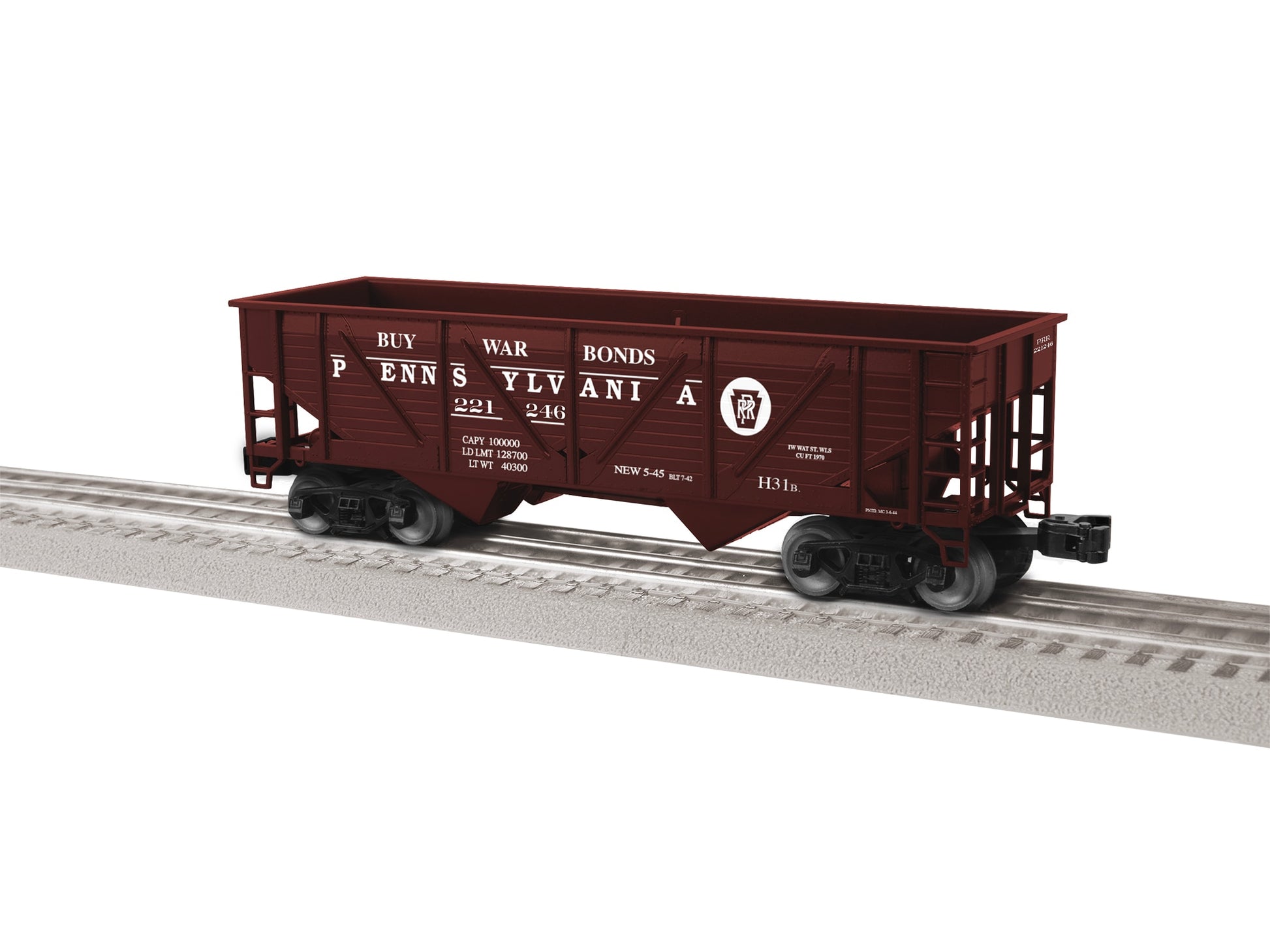 Lionel 2442105 O Pennsylvania Composite 2-Bay Hopper #2 (Set of 3)