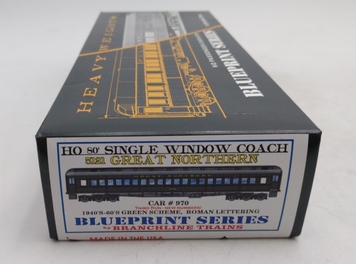 Branchline Trains 5121 HO 80' Single Window Coach Great Northern Car # 970 Kit