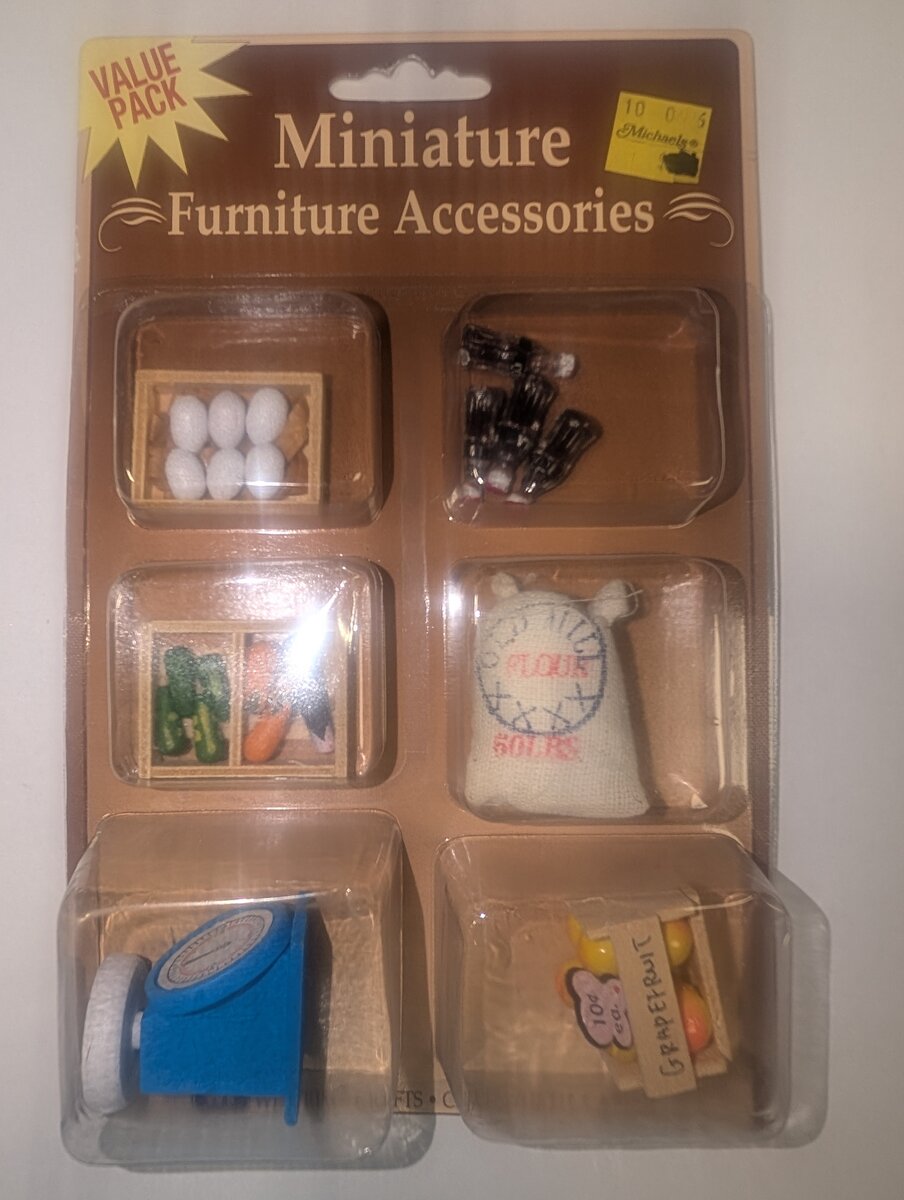 Westrim Crafts 8260M Miniature Furniture "Grocery Crates & Scale" Accessories