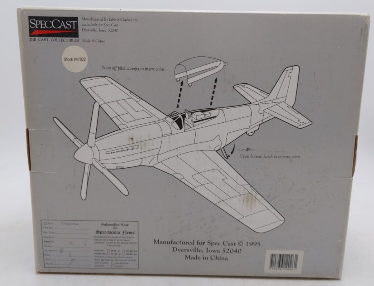 SpecCast 47022 North American P-51D Mustang Die Cast Metal Collector Bank Plane