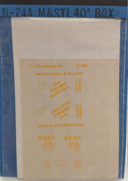 CDS Lettering N-244 N Scale M & STL 40" Box Decal
