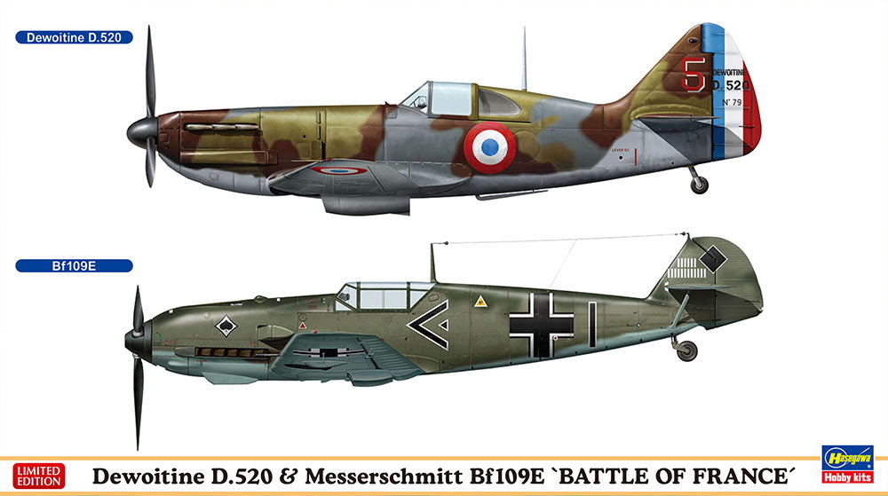 Hasegawa 02332 1:72 Dewoitine D.520 & Messerschmitt Bf 109E Battle of France Kit